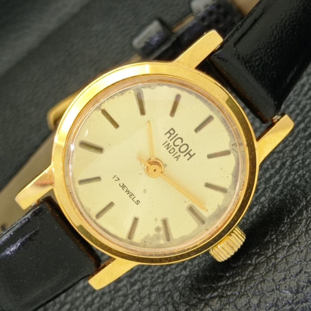 Vintage 1982 Ricoh Automatic Womans Gold Watch W/daydate & Gold accents
